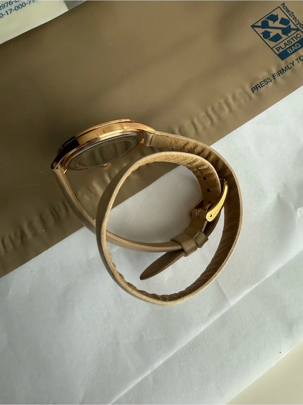 Michael Kors Rose Gold Watch with Beige Double-Wrap Leather Strap